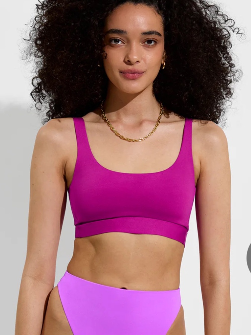 Left on Friday Double Scoop Top in Aloha Magenta - Picture 2 of 3